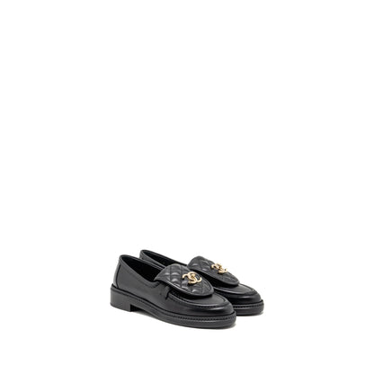 Chanel Size 36 Turnlock Loafer Lambskin Black LGHW
