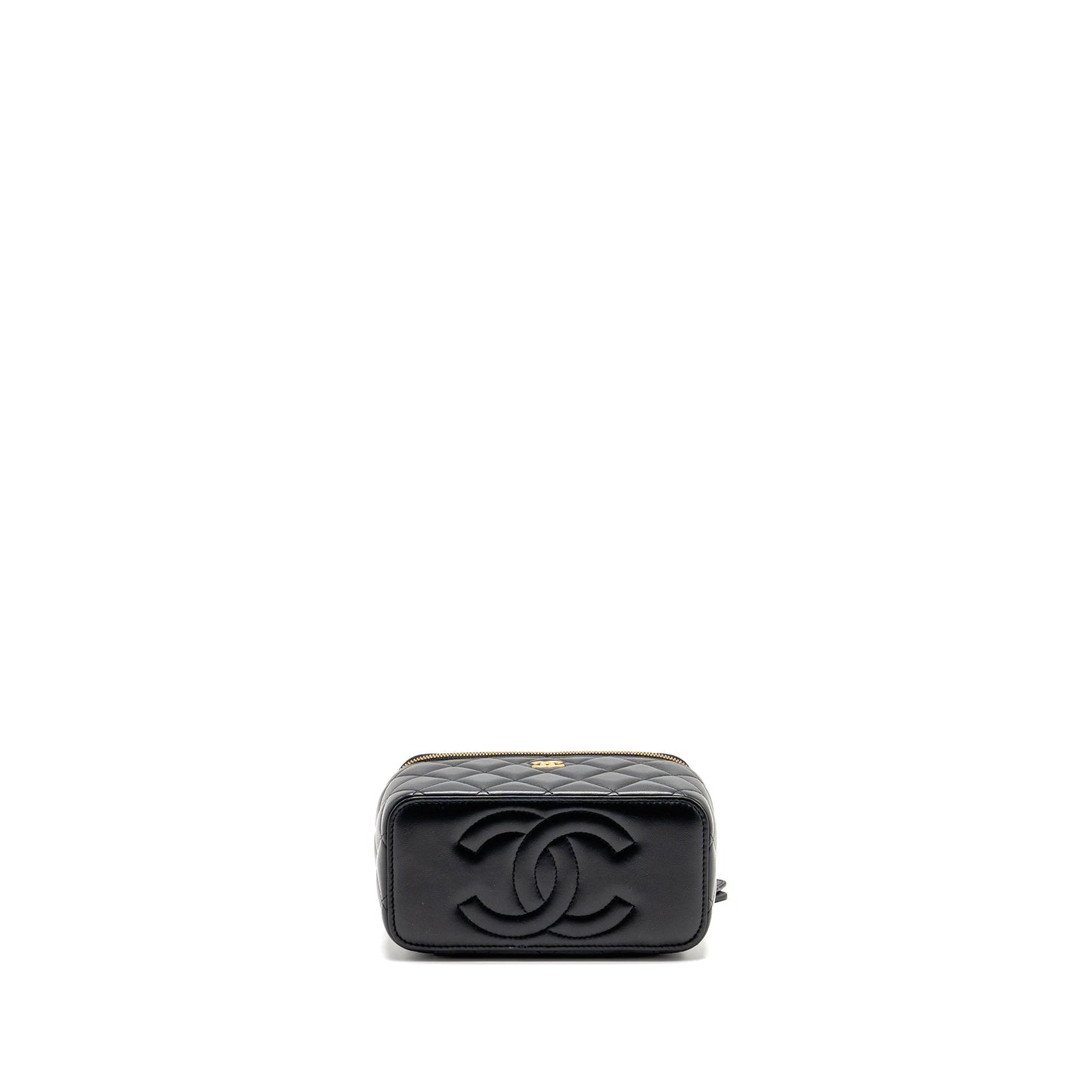 Chanel Long vanity with coco charm chain lambskin black GHW (microchip)