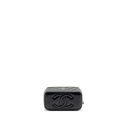 Chanel Long vanity with coco charm chain lambskin black GHW (microchip)