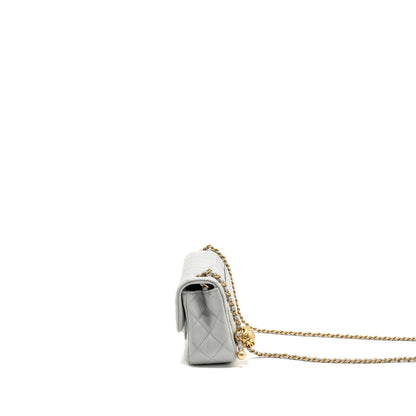 Chanel pearl crush mini rectangular flap bag lambskin grey GHW (microchip)