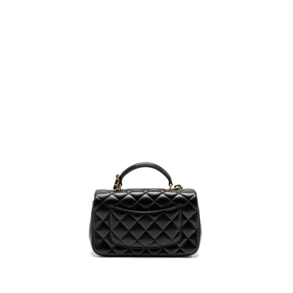 Chanel Top Handle Mini Rectangular Lambskin Black LGHW (Microchip)