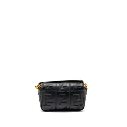 Fendi Mini Baguette Purse Motif Lambskin Black