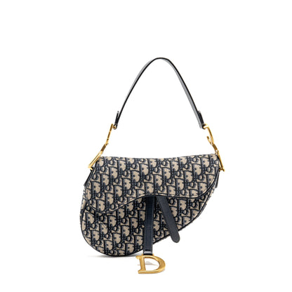 Dior Medium Saddle Purse Blue Oblique Canvas/Calfskin