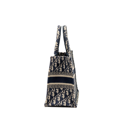 Dior Small Book Tote Blue/Ecru Dior Oblique Embroidry