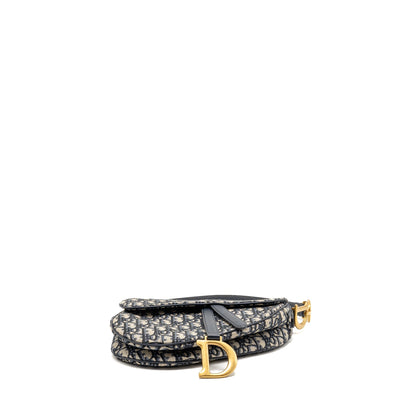 Dior Medium Saddle Purse Blue Oblique Canvas/Calfskin
