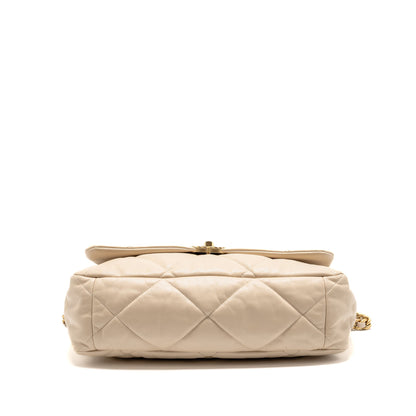 Chanel Maxi 19 bag goatskin beige multicolor hardware