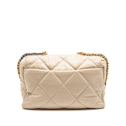 Chanel Maxi 19 bag goatskin beige multicolor hardware