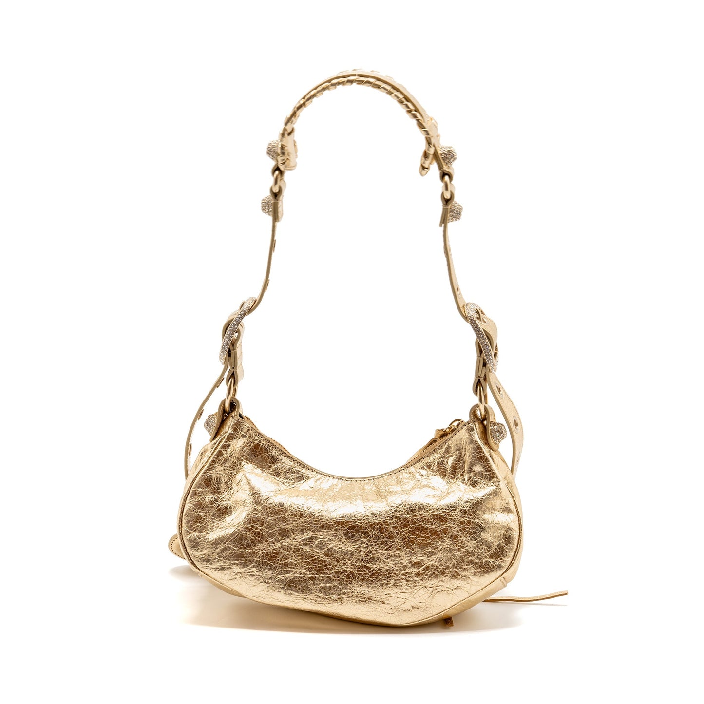 Balenciaga Le Cagole xs Mini Purse Arena Cracked Lambskin Gold