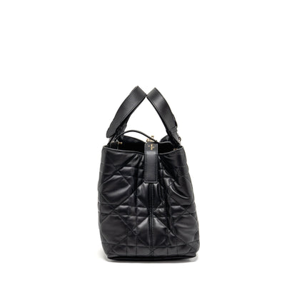 Dior Medium Dior Toujours Tote Purse Macrocannage Calfskin Black