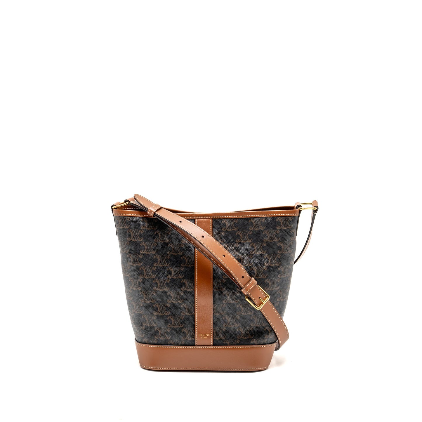 CELINE Small Bucket Purse Triomphe Canvas/ Leather