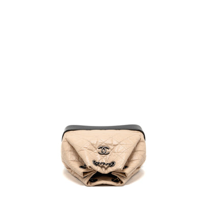 Chanel Small Gabrielle Backpack Aged Calfskin Beige/ Black Multicolour Hardware