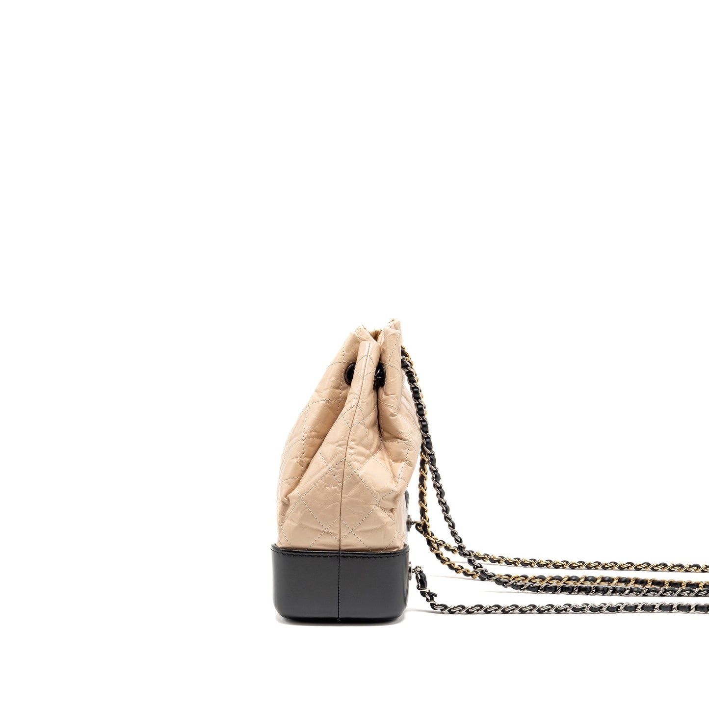 Chanel Small Gabrielle Backpack Aged Calfskin Beige/ Black Multicolour Hardware