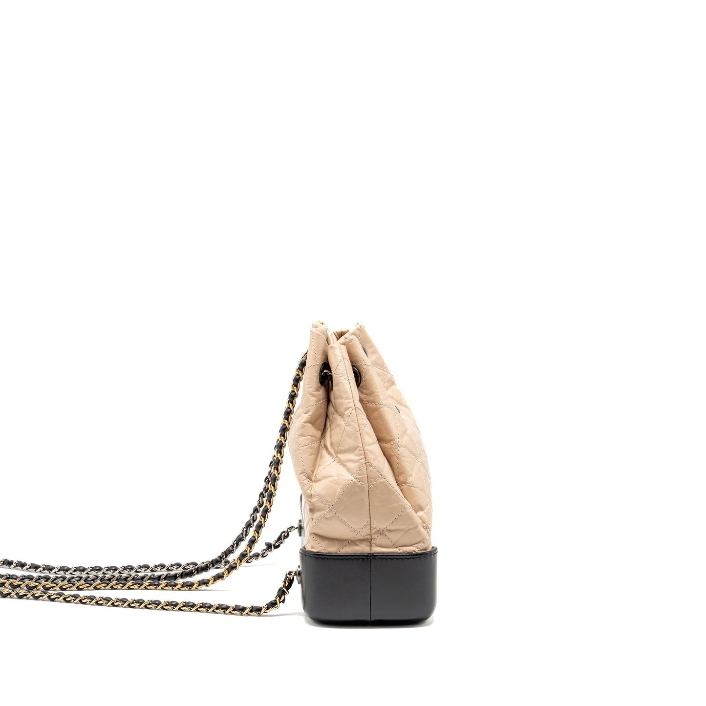 Chanel Small Gabrielle Backpack Aged Calfskin Beige/ Black Multicolour Hardware