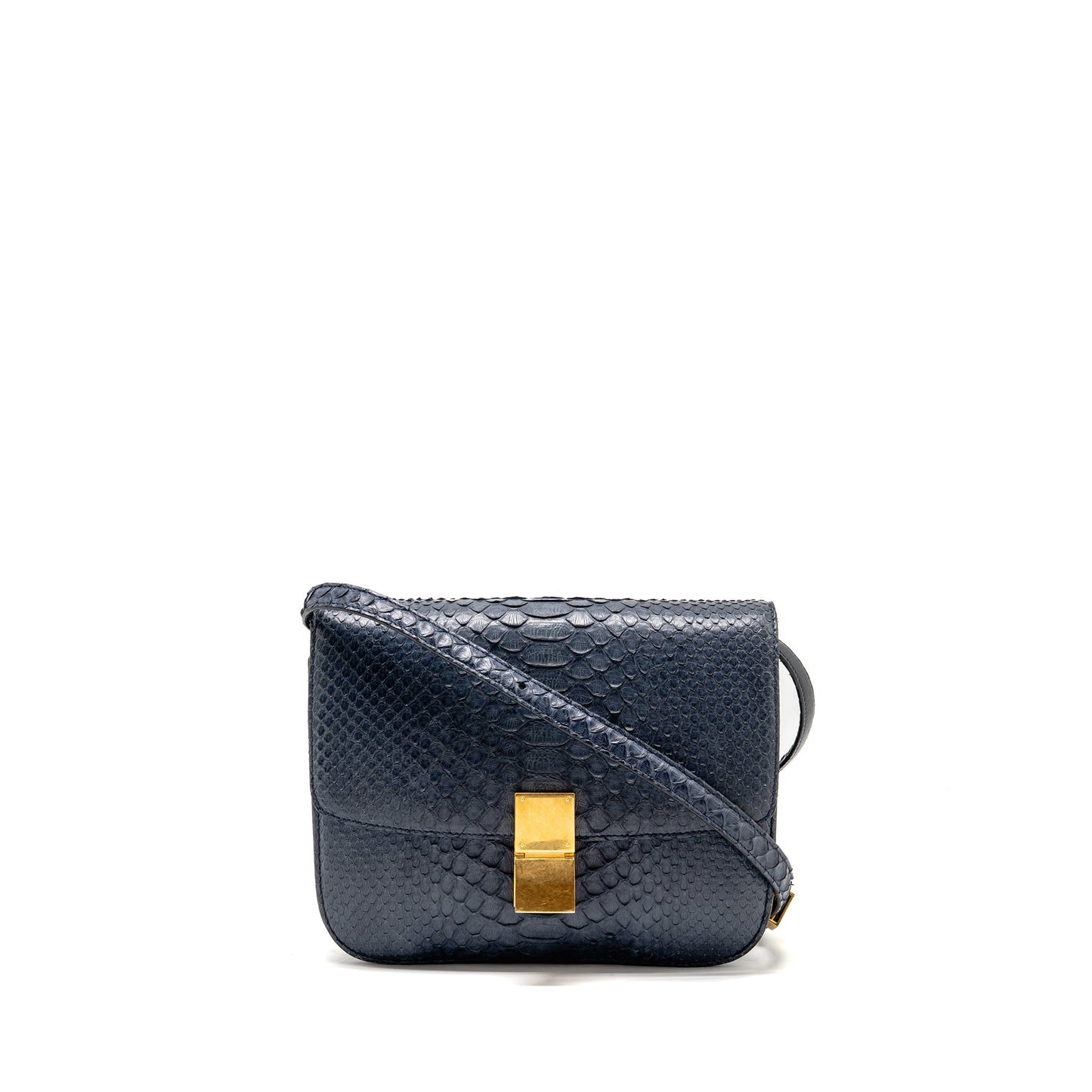 Celine medium classic box Purse python navy