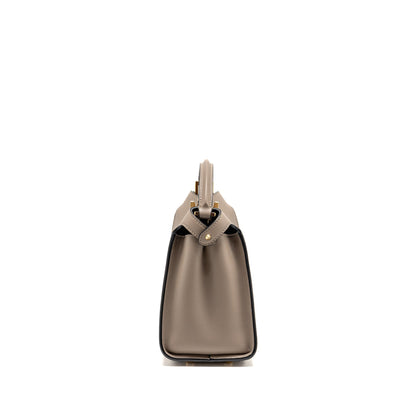 FENDI Peekaboo Iconic Essential Handle Purse Calfskin Light Grey