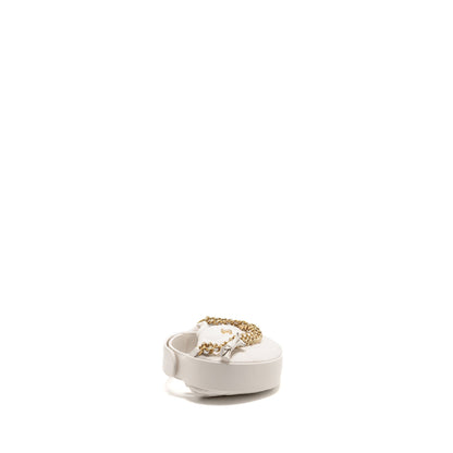 Chanel 24S Mini Round Bow Pouch Bag with Chain Caviar White GHW (Microchip)