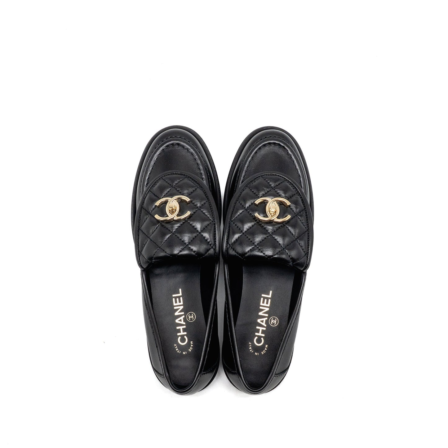 Chanel Size 39 Turnlock Loafer Lambskin Black LGHW
