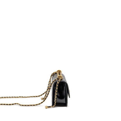 Chanel Gold Crush Mini Flap Bag Calfskin Black GHW (Microchip)