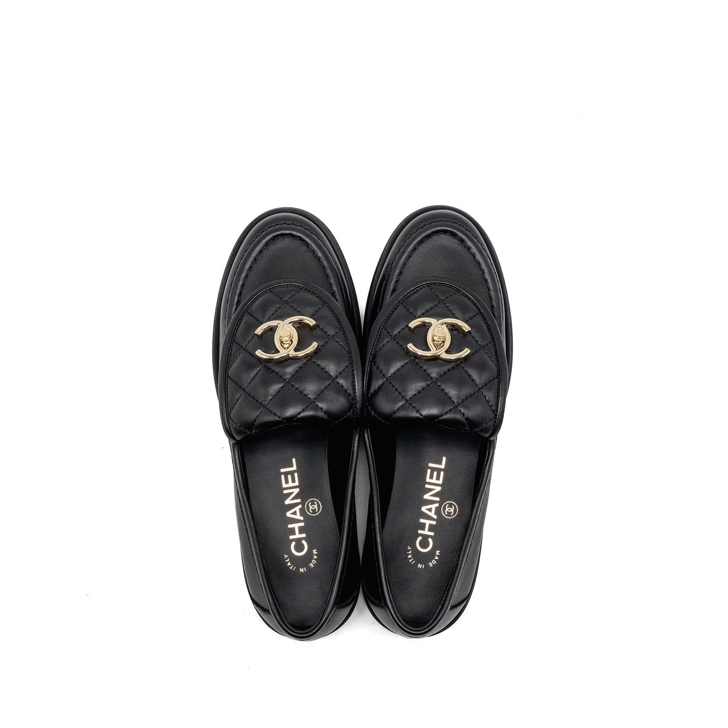 Chanel Size 36 Turnlock Loafer Lambskin Black LGHW