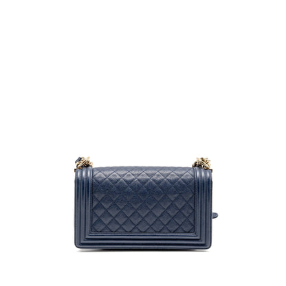 Chanel Medium Boy Bag Caviar Navy LGHW