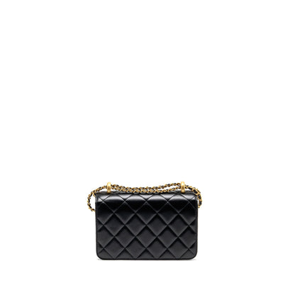 Chanel Gold Crush Mini Flap Bag Calfskin Black GHW (Microchip)