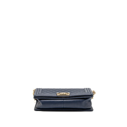 Chanel Medium Boy Bag Caviar Navy LGHW