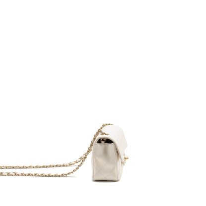 Chanel Mini Rectangular Flap Bag Caviar White LGHW