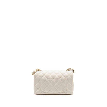 Chanel Mini Rectangular Flap Bag Caviar White LGHW