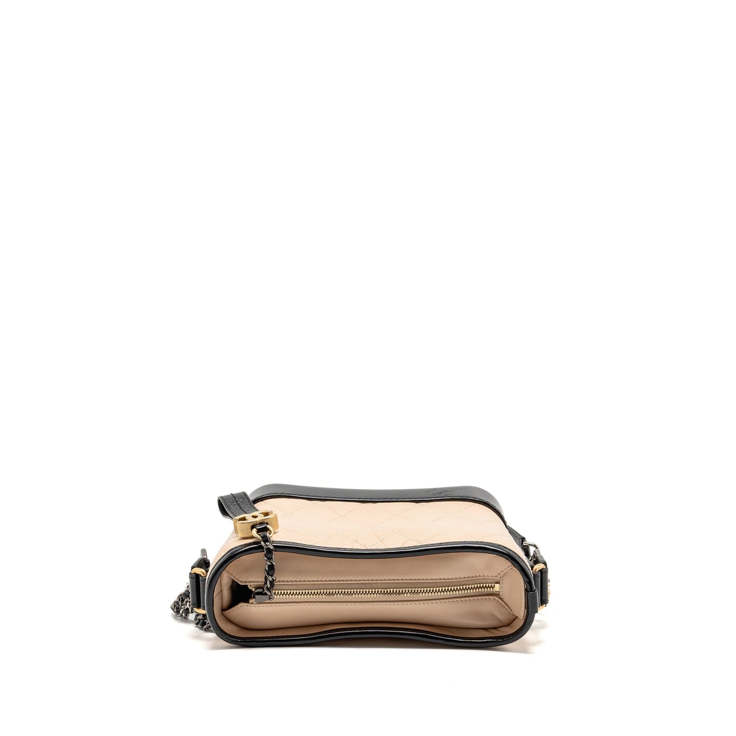 Chanel Small Gabrielle hobo bag aged calfskin beige/black multicolour hardware