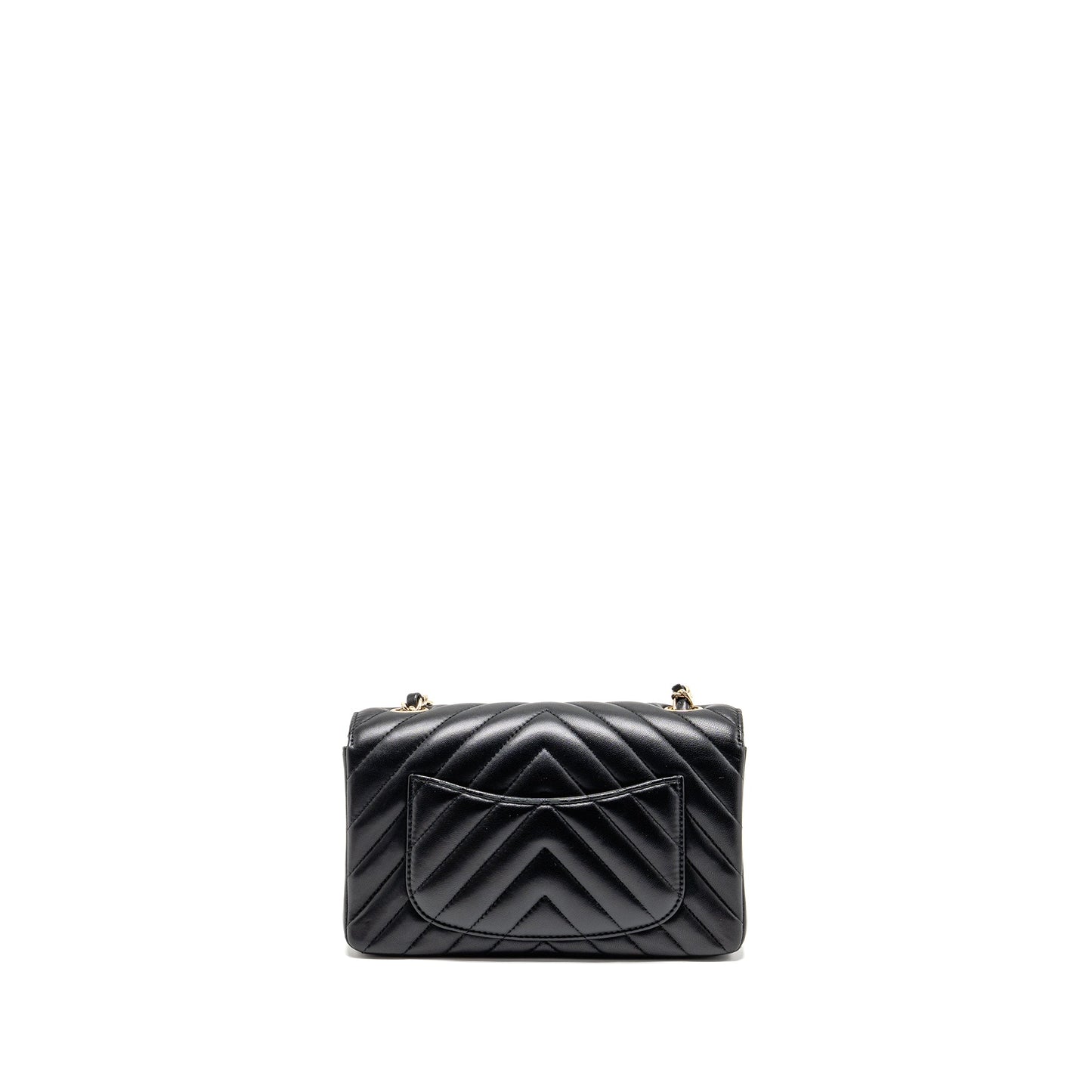 Chanel Mini Rectangular Flap Bag Chevron Lambskin Black LGHW