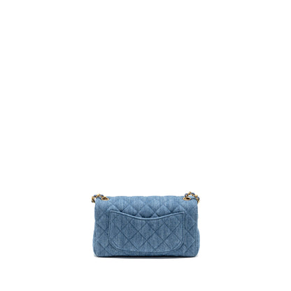 Chanel Pearl Crush Mini Rectangular Flap Bag Denim Blue GHW (Microchip)