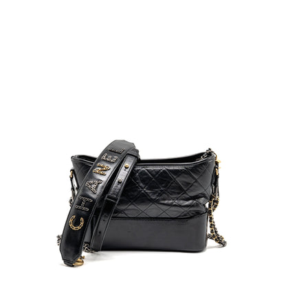 Chanel New Medium Gabrielle Hobo Bag with Top Handle Calfskin Black Multicolour Hardware