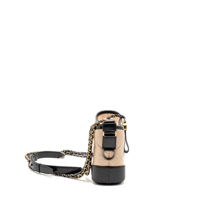 Chanel Small Gabrielle hobo bag aged calfskin beige/black multicolour hardware