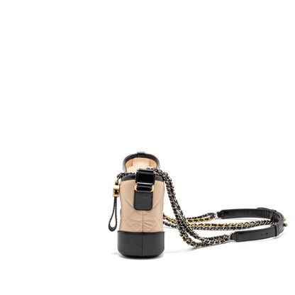 Chanel Small Gabrielle hobo bag aged calfskin beige/black multicolour hardware