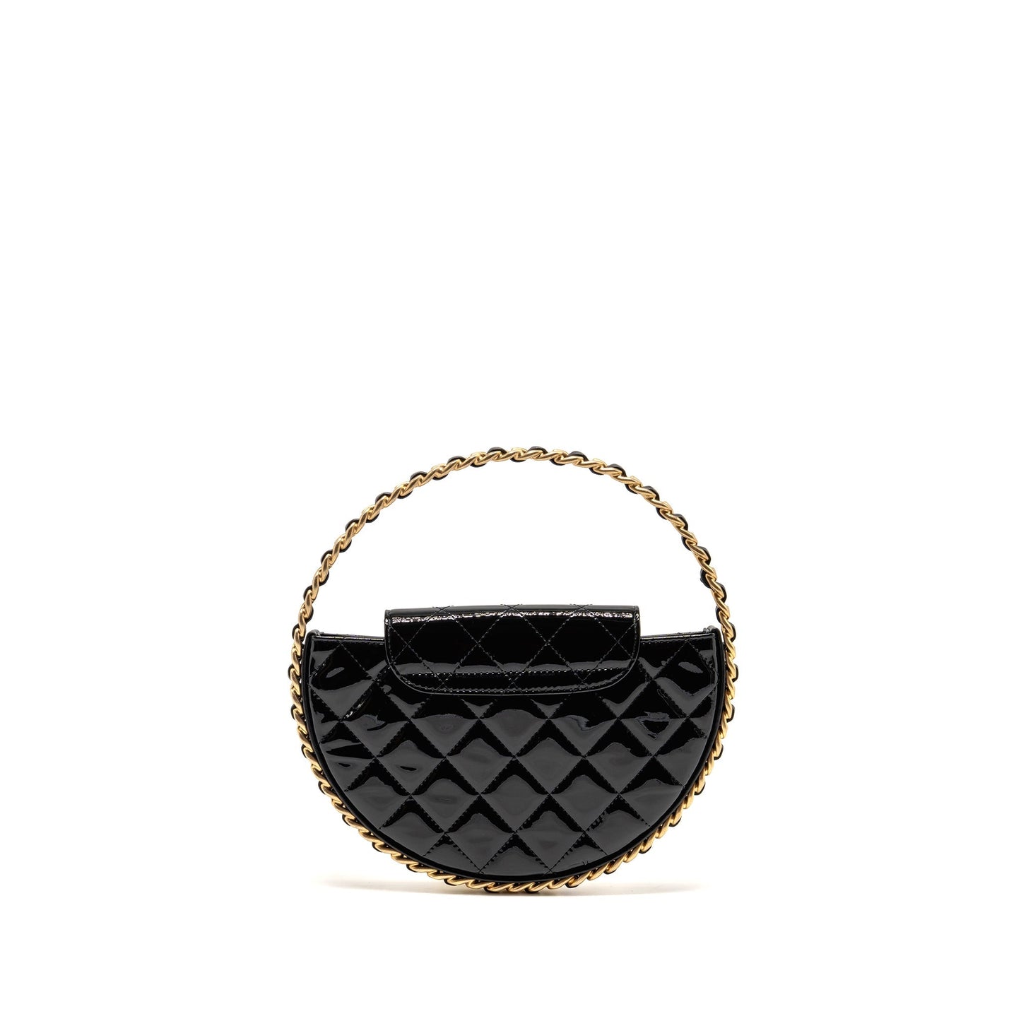 Chanel 23K Hoop Bag Patent Leather Black GHW (Microchip)