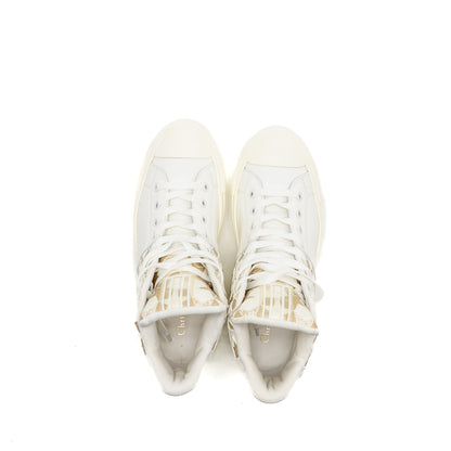 Dior Size 37 WalkâNâDior Hightop Star Sneaker Leather Gold/White
