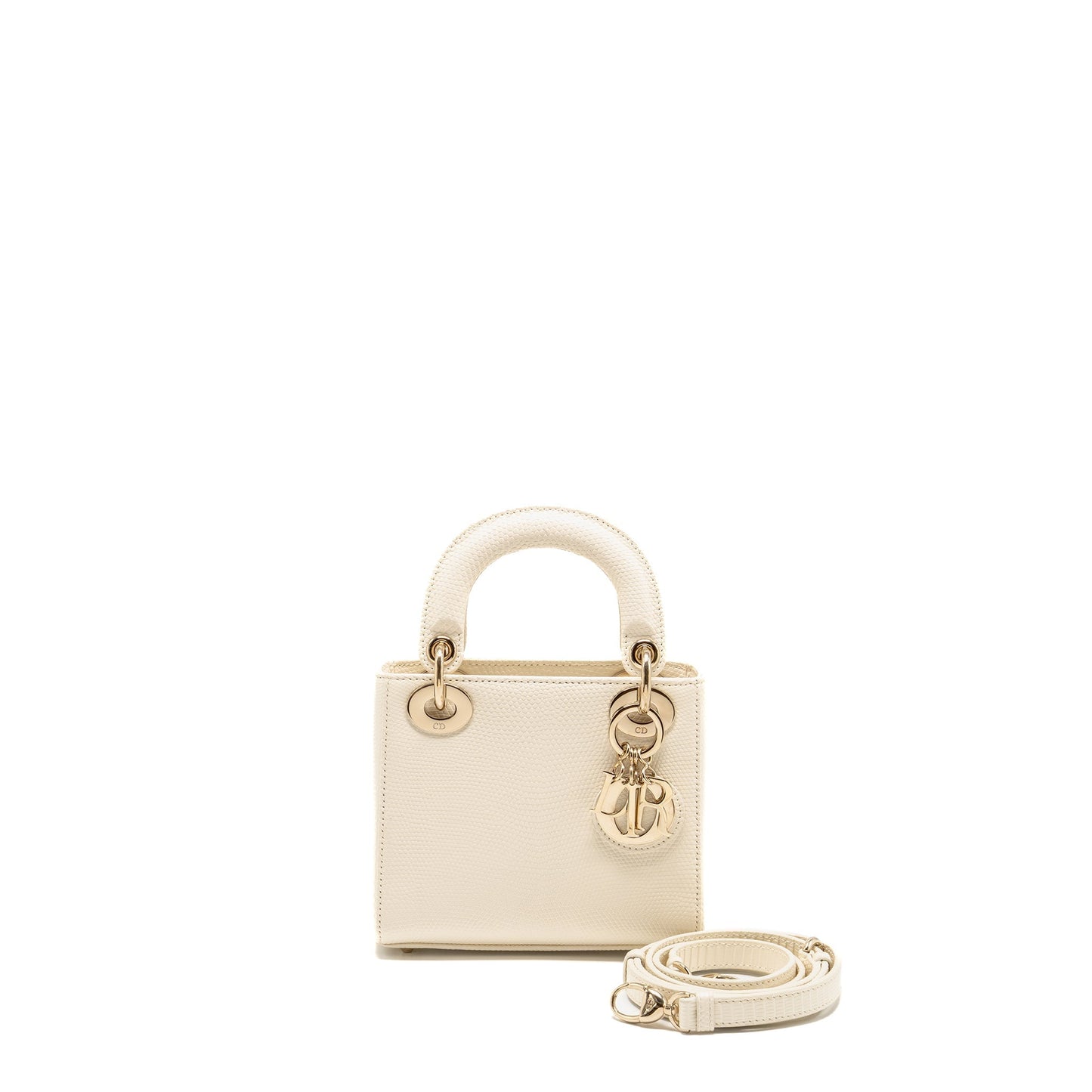 Dior Mini lady Dior Lizard White