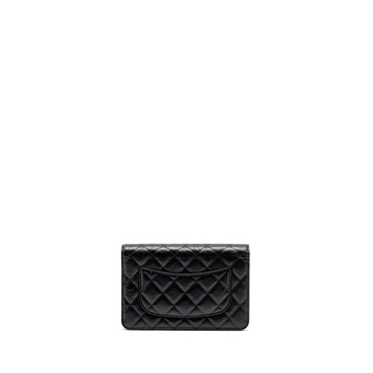 Chanel 2.55 Wallet On Chain Aged Calfskin Black Brushed GHW (microchip)