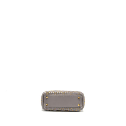 Dior Small Supple Lady Dior Studded Calfskin Grey