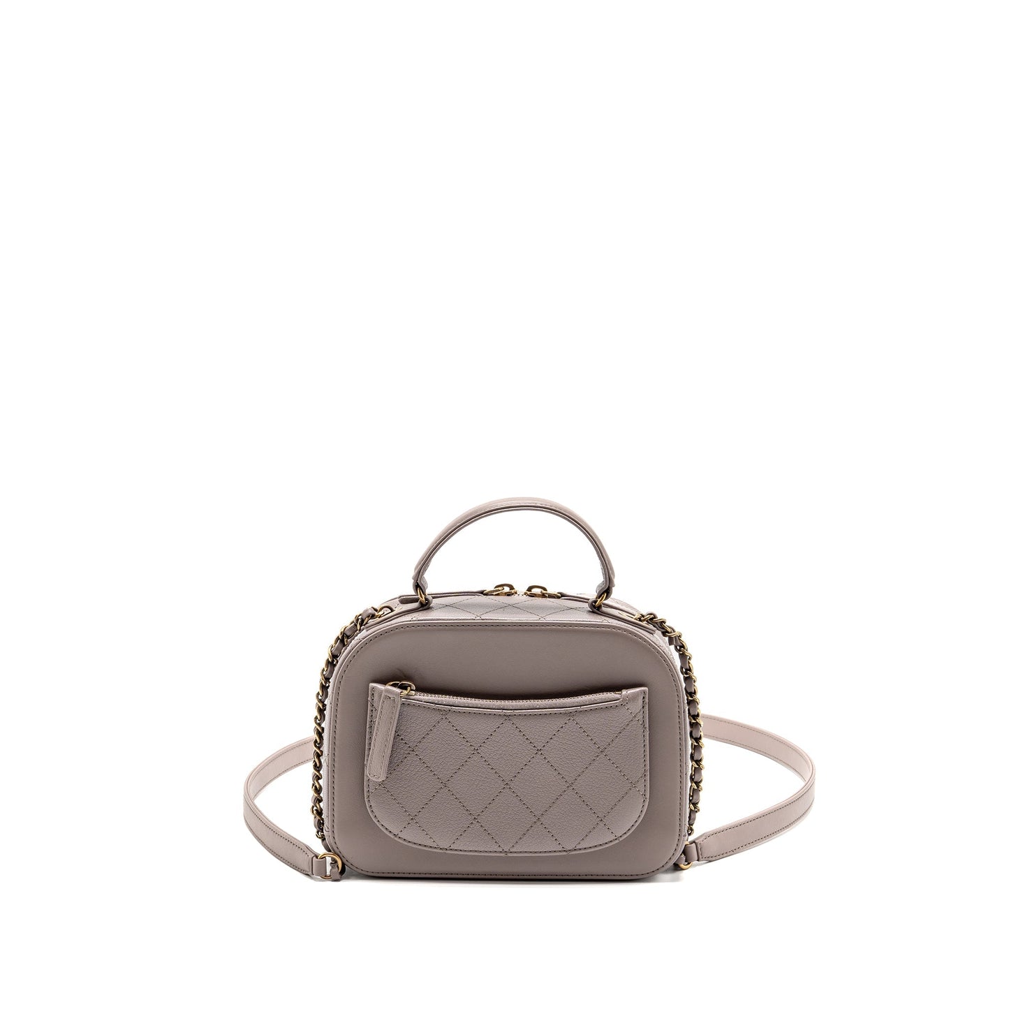 Chanel Coco Curve Vanity Bag with Top Handle Calfskin Grey GHW