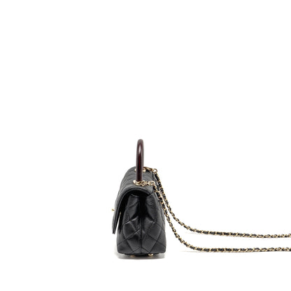 Chanel Mini Coco handle caviar black / burgundy handle LGHW (microchip)