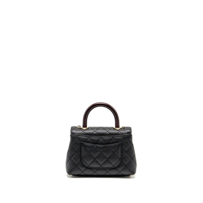 Chanel Mini Coco handle caviar black / burgundy handle LGHW (microchip)