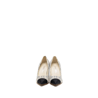 Chanel size 36 pump tweed blue / white/ black
