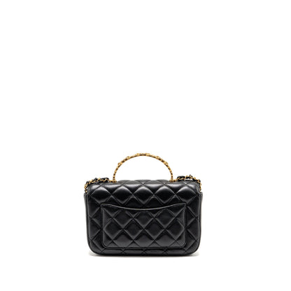 Chanel 24S CC Logo Top Handle Flap Bag with Chain Lambskin Black GHW (Microchip)
