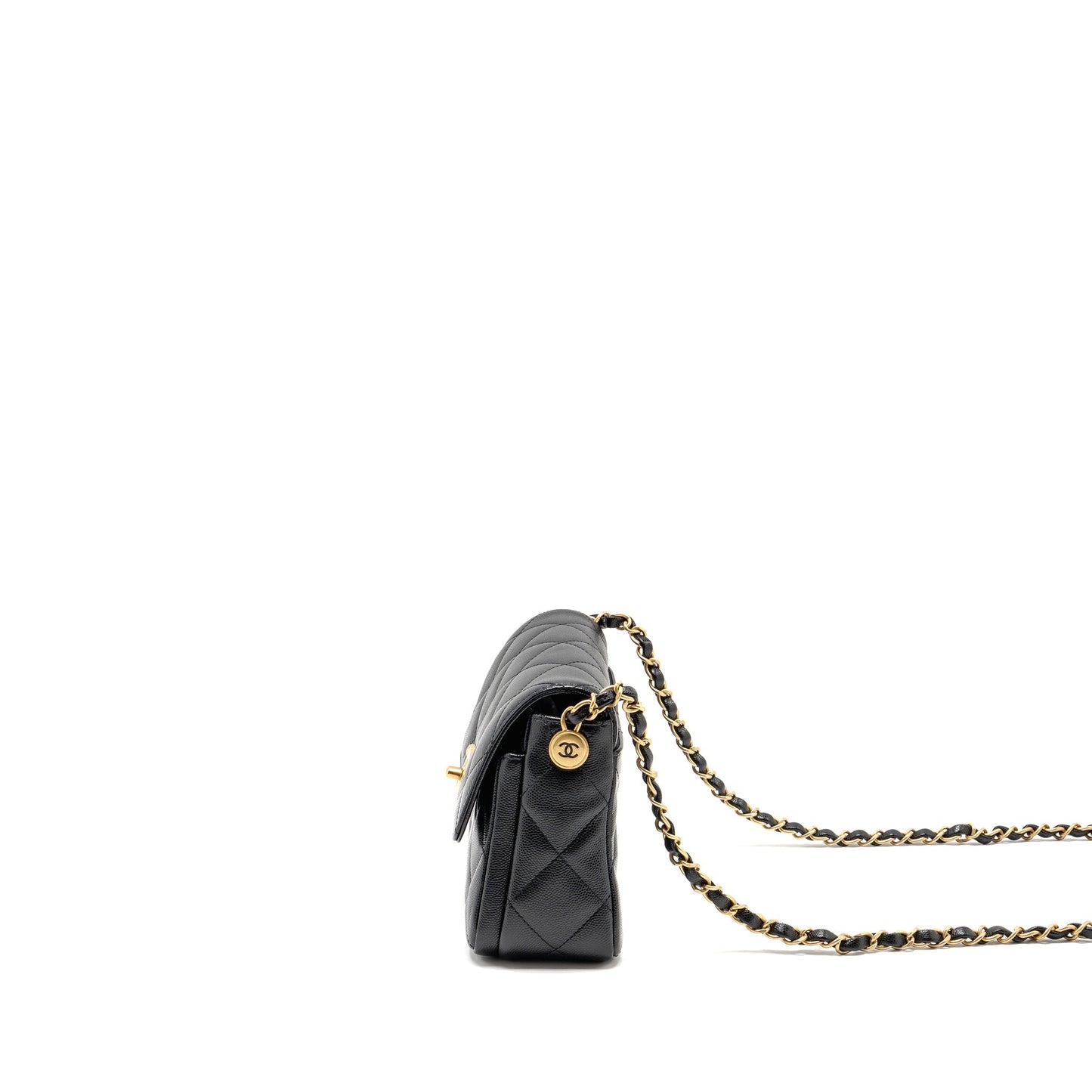 Chanel 24b Quilted Flap Bag Caviar Black GHW(microchip)