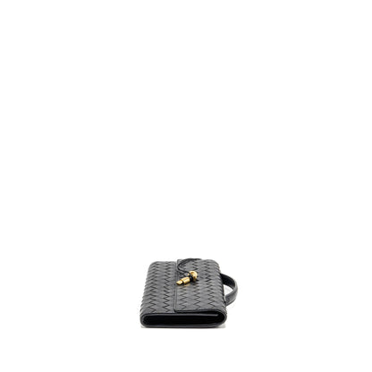 Bottega Veneta Andiamo Clutch Intrecciato Calfskin Black
