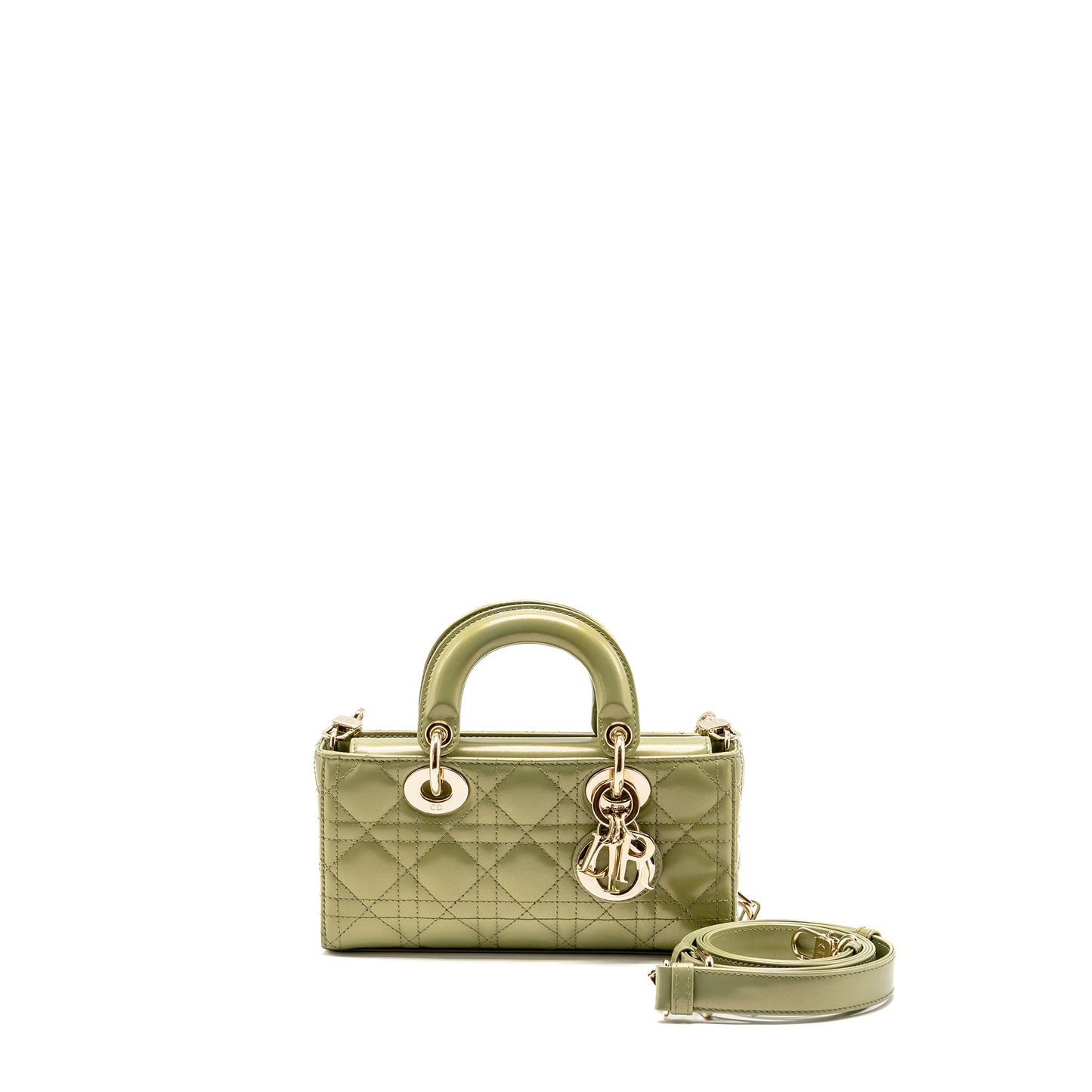 Dior Small Lady D-Joy Purse Cannage Patent Leather Iridescent Green