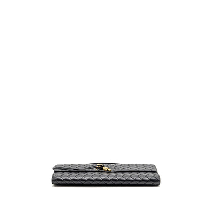 Bottega Veneta Andiamo Clutch Intrecciato Calfskin Black