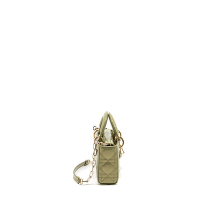 Dior Small Lady D-Joy Purse Cannage Patent Leather Iridescent Green