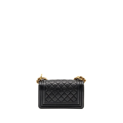 Chanel Small boy bag grained calfskin black GHW